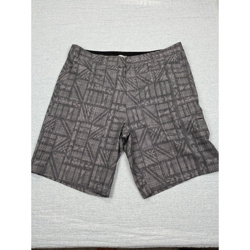 Crazy Shirts Hawaii Hybrid Shorts Mens‎ Sz 38 Gray Geometric Coconut Polyester